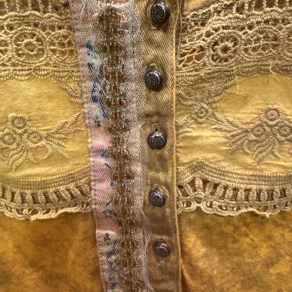 Aratta Mustard Lace Accent Blouse - Picture 3 of 6